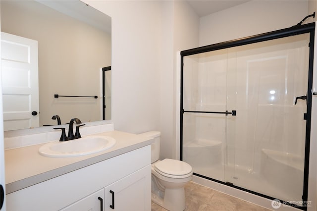 27105 30th Pl S Unit 21, Kent, WA 98032 - full bath with tile patterned flooring, toilet, a shower stall, and vanity