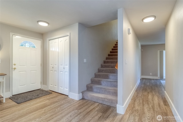 2335 Hawk Dr, Walla Walla, WA 99362 - foyer with baseboards, light wood-type flooring, and stairs