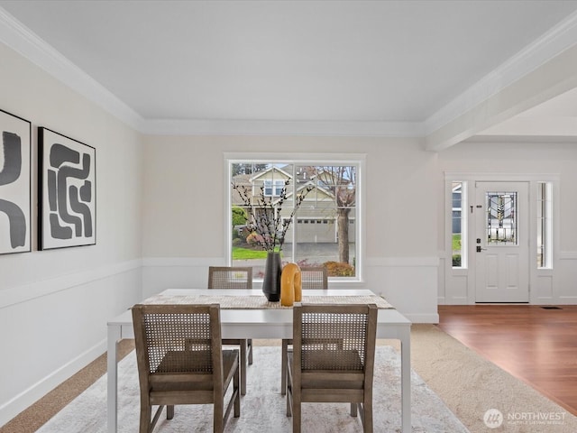 5258 S 285th St, Auburn, WA 98001 - carpeted dining space with a chandelier, ornamental molding, and a wealth of natural light