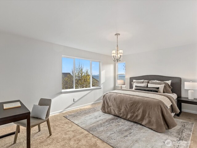 5258 S 285th St, Auburn, WA 98001 - carpeted bedroom with baseboards and a notable chandelier