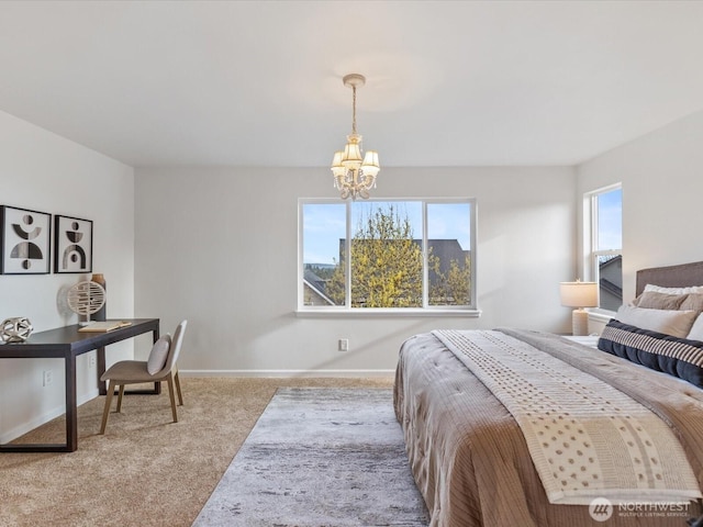 5258 S 285th St, Auburn, WA 98001 - carpeted bedroom featuring baseboards and a chandelier