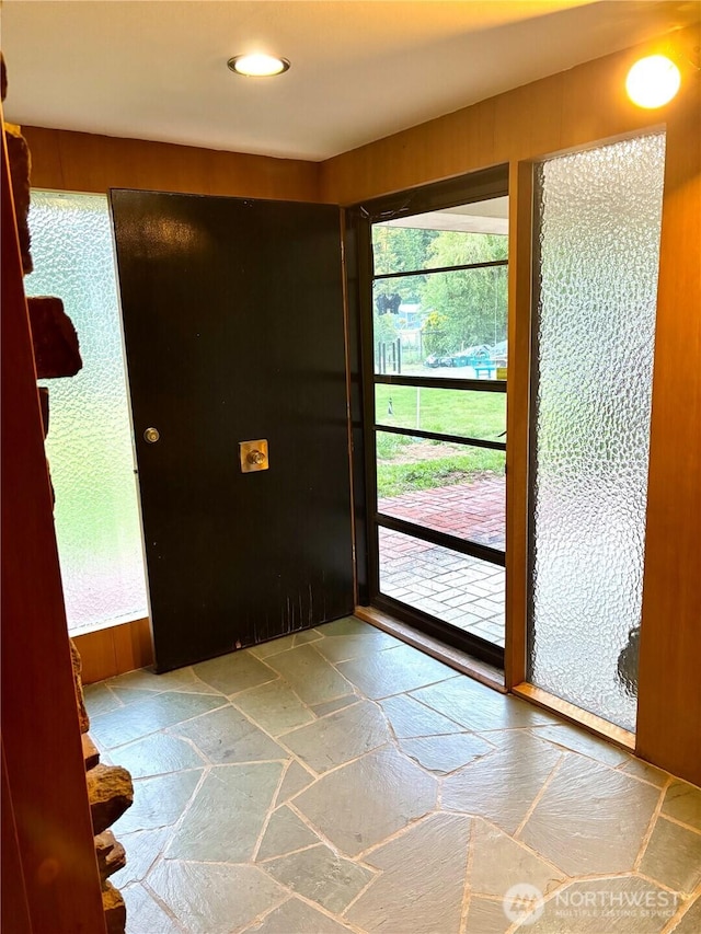 115 Kakela Rd, Winlock, WA 98596 - doorway to outside with stone tile flooring and recessed lighting