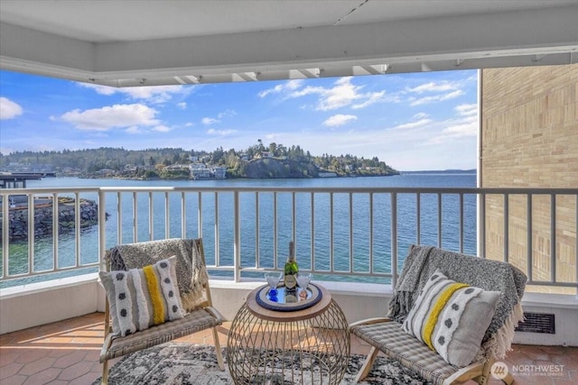 balcony with a water view