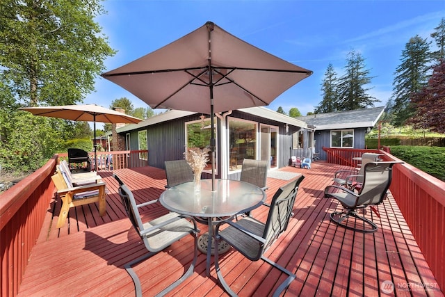 9652 Ronald Dr, Blaine, WA 98230 - wooden deck featuring outdoor dining area