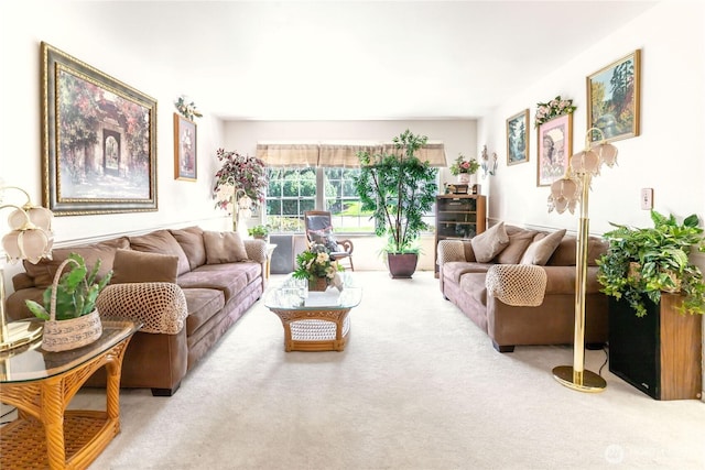 living area with carpet floors