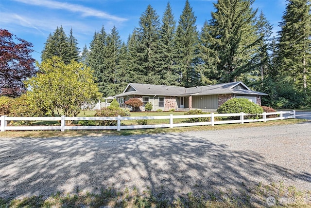 view of front of house with a fenced front yard