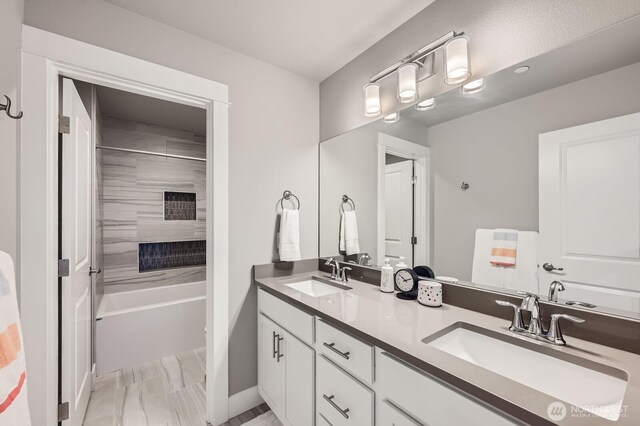 16216 81st Pl NE, Kenmore, WA 98028 - full bath with double vanity,  shower combination, baseboards, and toilet