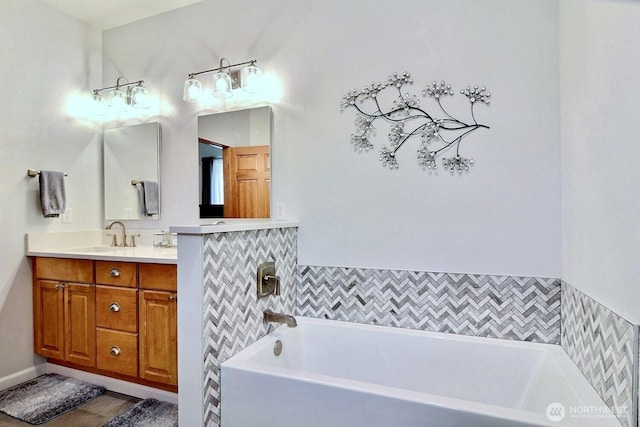 1921 NE Haven Way, Tahuya, WA 98588 - full bathroom with tile patterned floors, vanity, and a garden tub