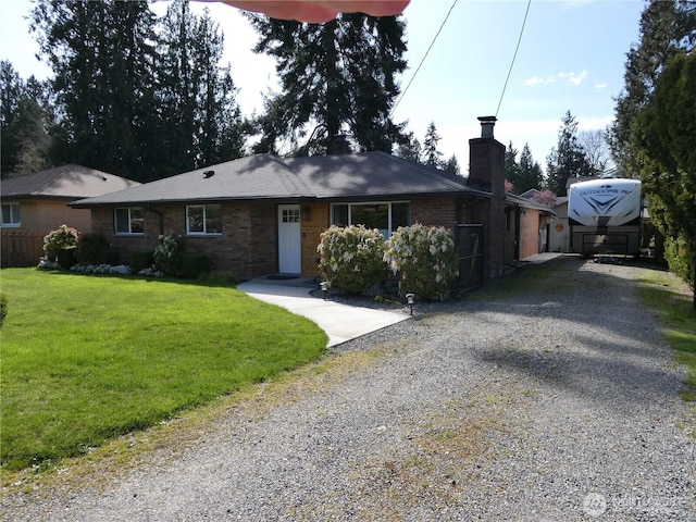 22115 103rd Pl SE, Kent, WA 98031 - ranch-style house featuring driveway, a chimney, and brick siding