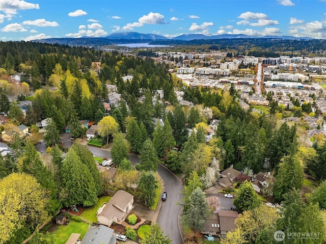 bird's eye view featuring a mountain view