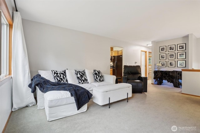 view of carpeted living area