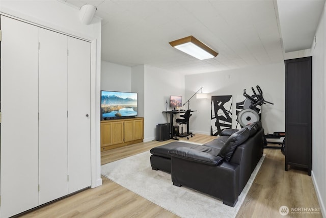 living area with light wood-style flooring