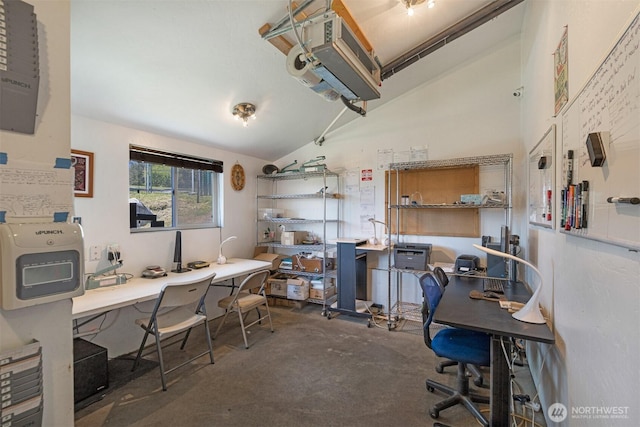 142 Pemberton Pl, Friday Harbor, WA 98250 - office area with lofted ceiling and concrete flooring