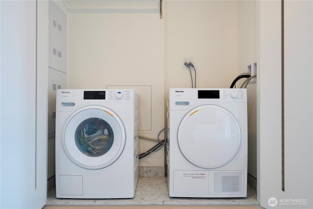 300 Virginia St Unit 1710, Seattle, WA 98101 - laundry room featuring washing machine and clothes dryer and laundry area