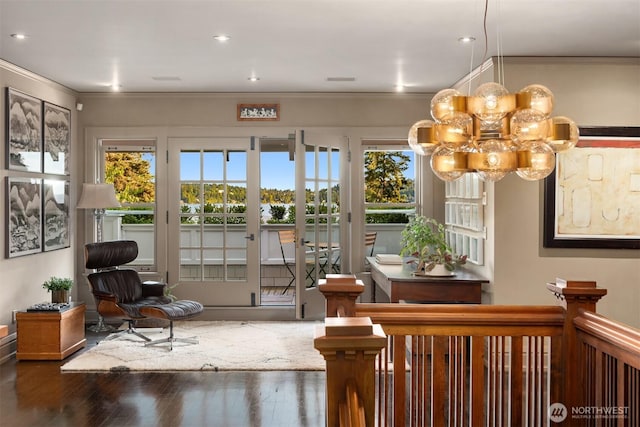 interior space with a chandelier