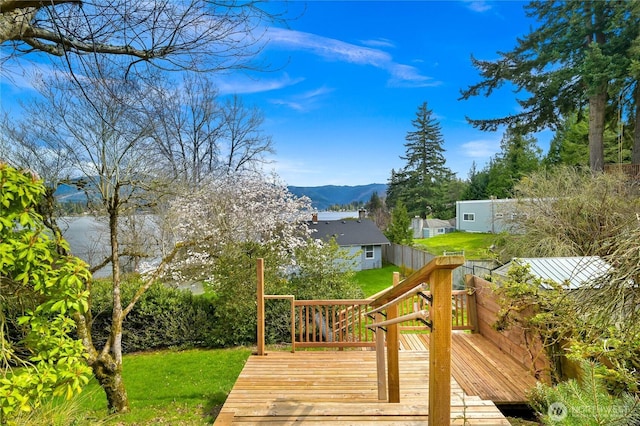 1016 Coronado Ave, Bellingham, WA 98229 - deck featuring a mountain view and a lawn