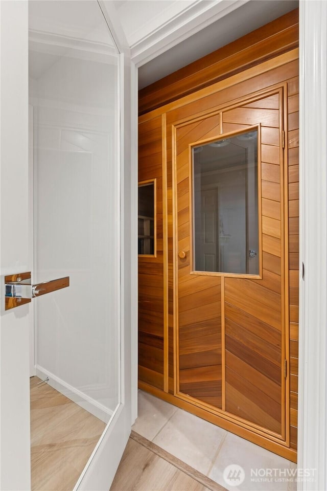 interior space with a sauna