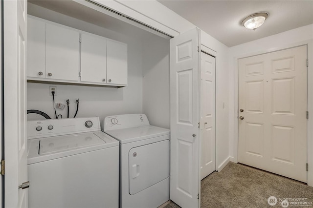 24762 45th Ave S Unit 12-D1, Kent, WA 98032 - laundry area with cabinet space, separate washer and dryer, and light colored carpet