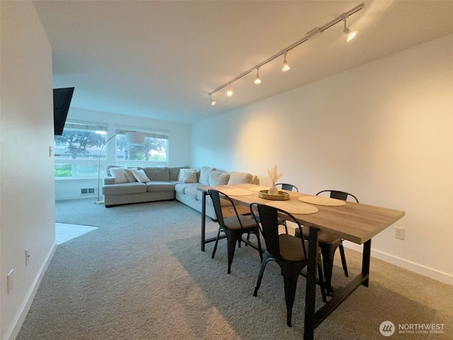 24762 45th Ave S Unit 12-D1, Kent, WA 98032 - dining space featuring track lighting, carpet flooring, and baseboards