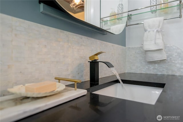 interior details featuring decorative backsplash