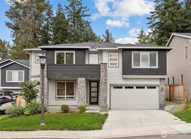 7872 198th Avenue Pl E, Bonney Lake, WA 98391 - view of front of home with stone siding, concrete driveway, and a garage