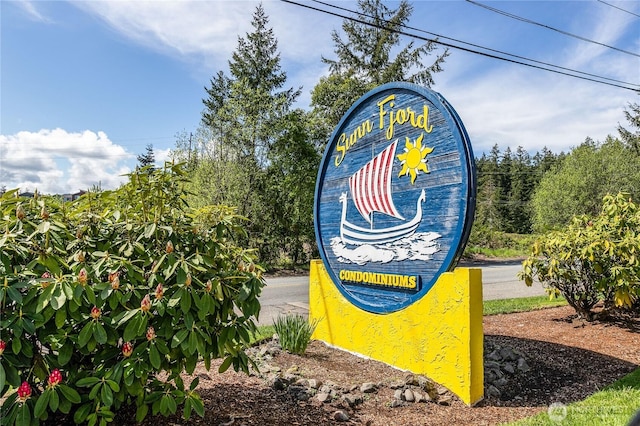 view of community sign