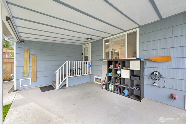 view of garage