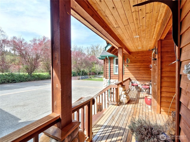 wooden deck featuring a porch