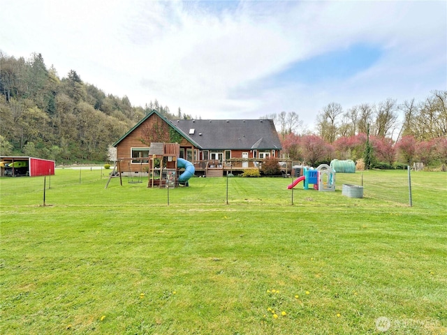 view of yard featuring a playground