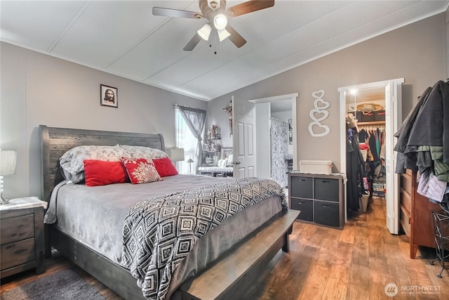 31600 126th Ave SE Unit 114, Auburn, WA 98092 - bedroom featuring a closet, a spacious closet, ensuite bath, wood finished floors, and lofted ceiling