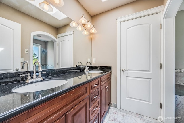36984 Aspen Way NE, Hansville, WA 98340 - full bath with double vanity and marble finish floors