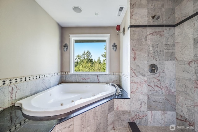 36984 Aspen Way NE, Hansville, WA 98340 - full bathroom featuring tiled shower and a jetted tub