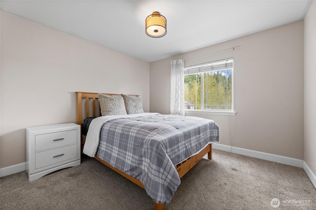 bedroom featuring baseboards and carpet flooring