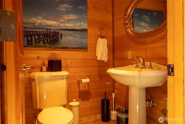 121 Marine Dr, Blakely Island, WA 98222 - half bath featuring toilet and wood walls