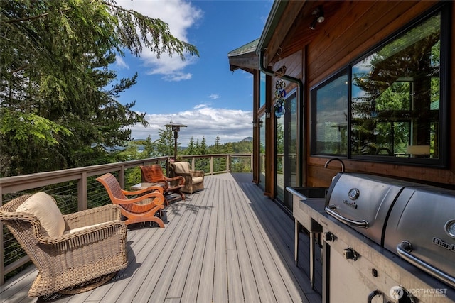 121 Marine Dr, Blakely Island, WA 98222 - wooden deck with area for grilling