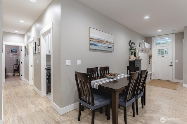 6321 Pony Pl, Maple Falls, WA 98266 - dining space featuring light wood-type flooring, baseboards, and recessed lighting