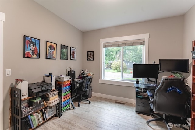 6321 Pony Pl, Maple Falls, WA 98266 - home office featuring visible vents, baseboards, and wood finished floors