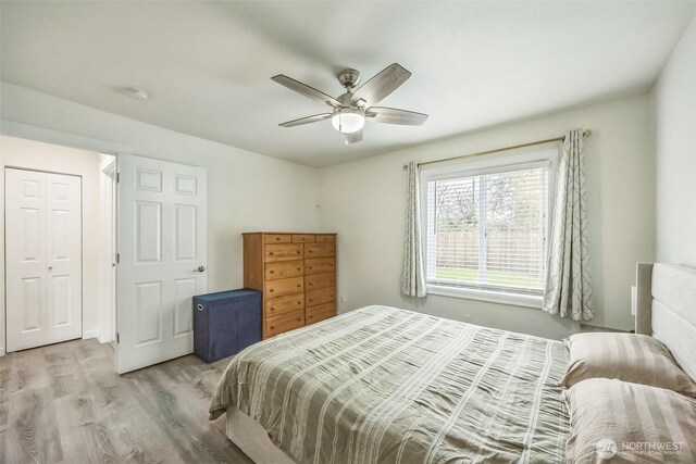 1016 Dearborn Ave, Shelton, WA 98584 - bedroom with ceiling fan and light wood-type flooring
