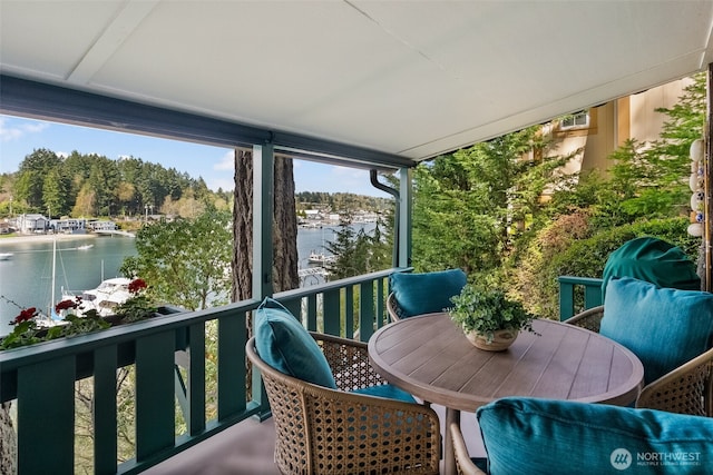 balcony with a water view