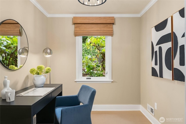 1919 Shenandoah Dr E, Seattle, WA 98112 - home office with crown molding, healthy amount of natural light, and baseboards