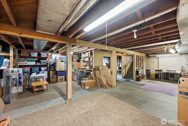 unfinished basement with stairs