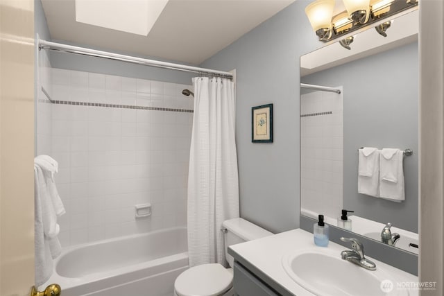 24507 SE 37th St, Sammamish, WA 98029 - bathroom featuring vanity, shower / tub combo with curtain, and toilet