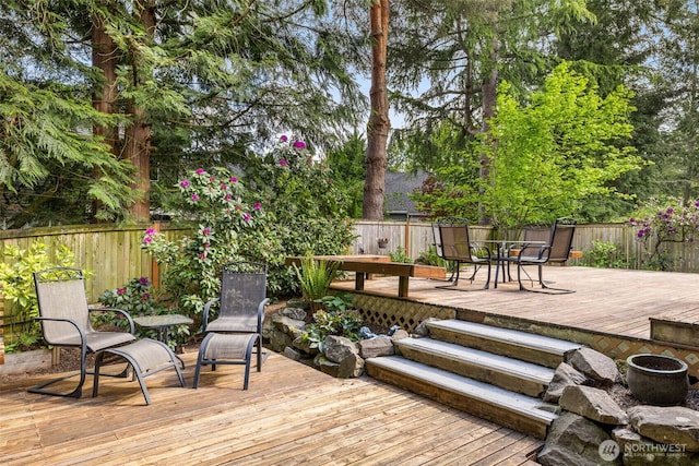 24507 SE 37th St, Sammamish, WA 98029 - wooden deck with a fenced backyard and outdoor dining space
