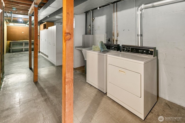 15544 Densmore Ave N, Shoreline, WA 98133 - clothes washing area with laundry area, washing machine and clothes dryer, and light floors