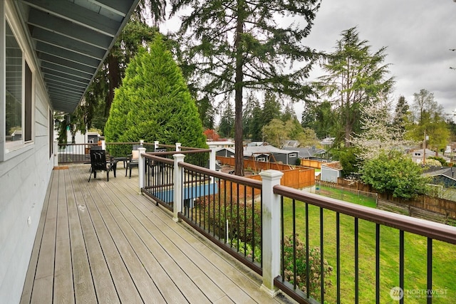 15544 Densmore Ave N, Shoreline, WA 98133 - wooden deck with a yard and fence