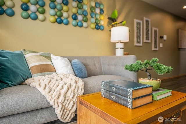 3435 California Ave SW Unit 405, Seattle, WA 98116 - living area with recessed lighting, baseboards, and wood finished floors