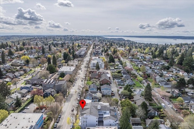 3435 California Ave SW Unit 405, Seattle, WA 98116 - aerial view featuring a water view and a residential view
