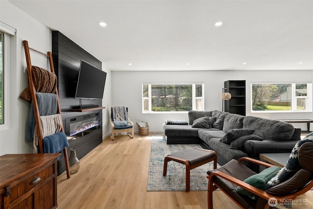 8710 Homestead Ave NE, Olympia, WA 98516 - living area with recessed lighting and light wood-style floors