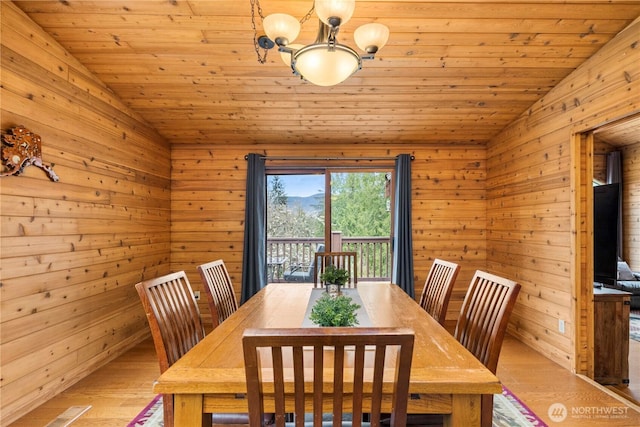 37902 278th Ave SE, Enumclaw, WA 98022 - dining area with vaulted ceiling, wood walls, and wood ceiling