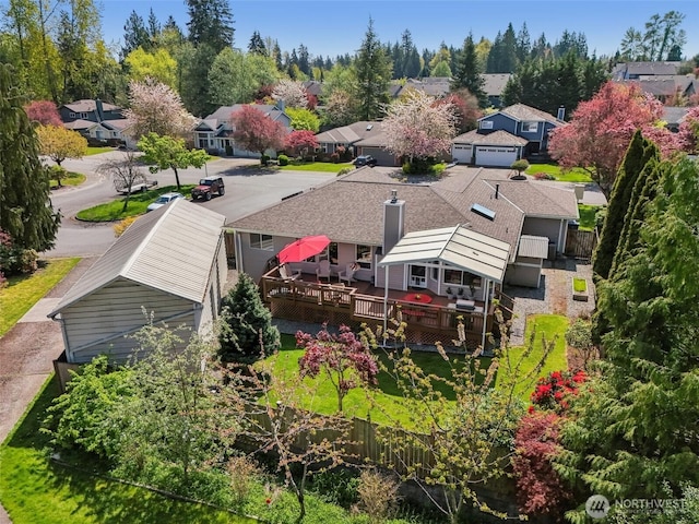 drone / aerial view with a residential view